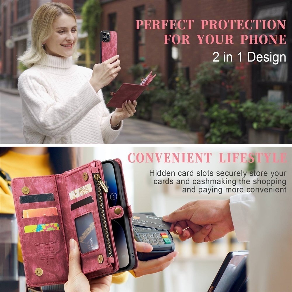 CaseMe 008 Detachable Magnetic Case Leather Wallet Cover for iPhone 14 ProMax - Picture 4 of 9